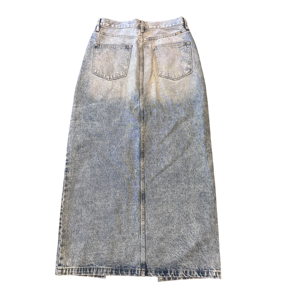 KanCan Light Wash Denim Maxi Skirt High Waisted Front Slit Size Large - Picture 5 of 5